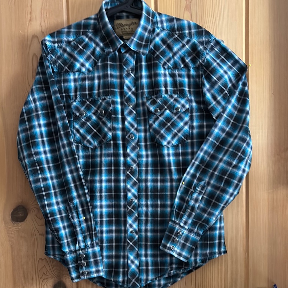 Men's Blue Plaid Western Shirt